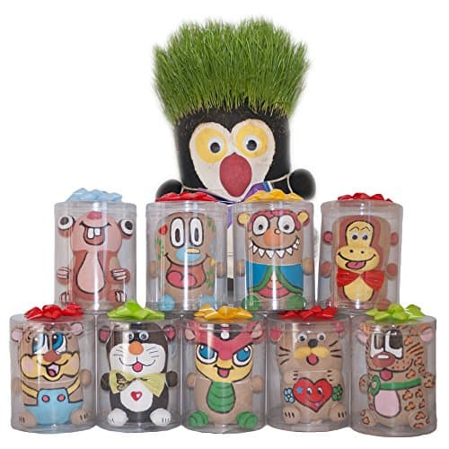 Dazoriginal Kids Magic Grass Head Animals Growing Tree Educational Gift Grass Head Growing Kit grass seeds that grow anywhere Gift for her Gift for Him grass head kit for kids Toy DYI plant pot kit Pet Grow (68 - HAPPY GUY)