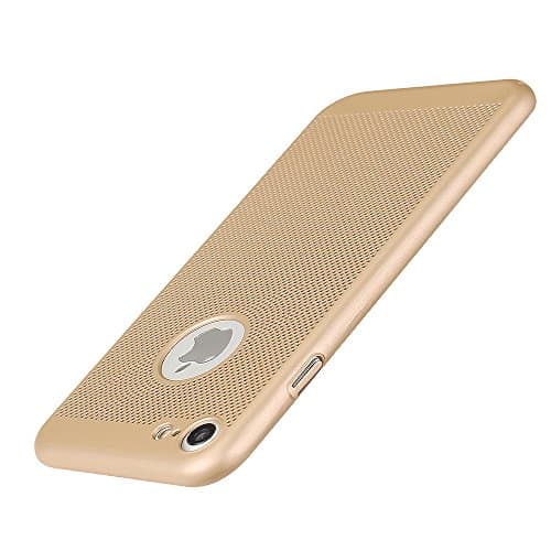 Ausche iPhone 8 Case iPhone 7 Case Protective Cover Heat Dissipation Hollow Design Ultra-Thin Ultra-Light Anti-Fingerprint(4.7inch Gold)