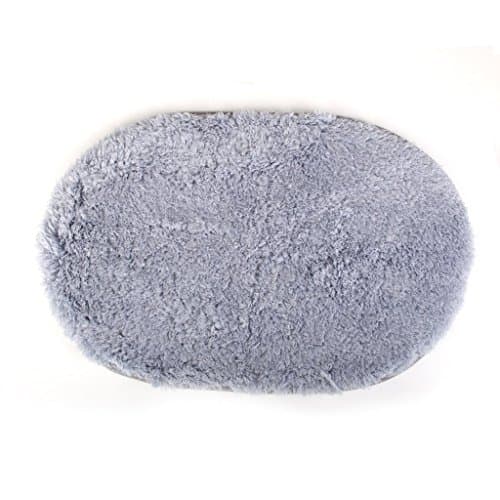 Rethinkso Oval-shaped lamb plush bathroom plush carpet small carpet Non-slip mat (grey)