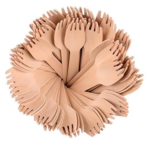 We Can Source It LtdWooden Disposable Forks 6" - Eco-Friendly 100% Natural Biodegradable Fully Compostable Forks - Great for Parties BBQ Picnics and Events - 100 Pack