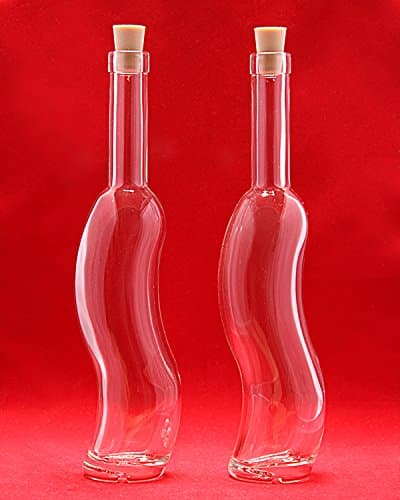 Wave Bottles With Corks Empty Glass Bottles for Self Filling / Liquor Bottle Vinegar Bottle Oil Bottle / 4 Pieces / 500 ml / Height 32.5 cm