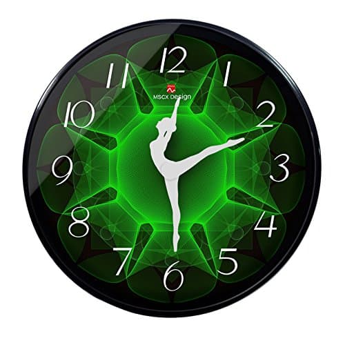 cleck 12 Inch Ballet Dance Dance Room Decoration Creative Clock Clock Clock Flower Art Personality Simple Yoga,12 Inches,Flower Series (Ye Lv)