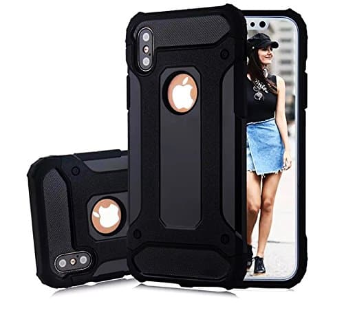 iPhone X, iPhone 10 Case, Ultra Protective Heavy Duty Hybrid Armoured Premium Case for 5.8" Apple iPhone X / iPhone 10 (2017 Release), Shock Resistant - (Grey/Black)