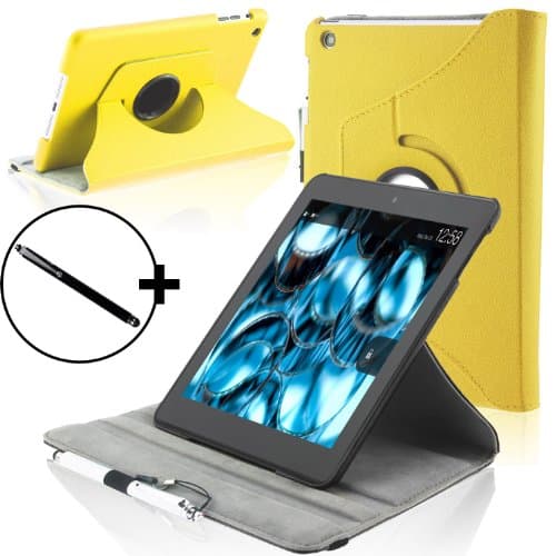 Forefront Cases® Amazon Kindle Fire HDX 8.9" (3rd Generation - November 2013) Rotating Smart Case Cover Stand – Extra Padded Rugged with full device protection and Smart Auto Sleep Wake function + STYLUS (YELLOW)