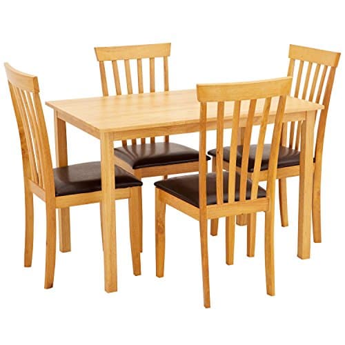 Center One 4 Seater Dining Set - Newark Dining Table with 4 Chairs - Oak Veener