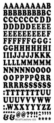 1 x BLACK UPPER CASE LETTERS/ALPHABET 11mm - CARD MAKING CRAFTS 023