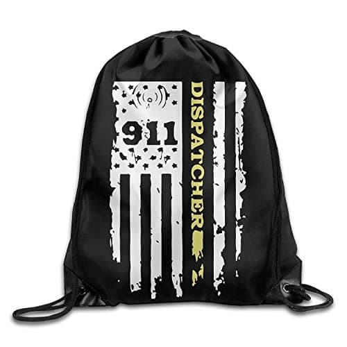 Yesliy 911 Dispatcher Thin Gold Line Drawstring Backpack Bag Beam Mouth Sports Sackpack Shoulder Bags For Men/Women