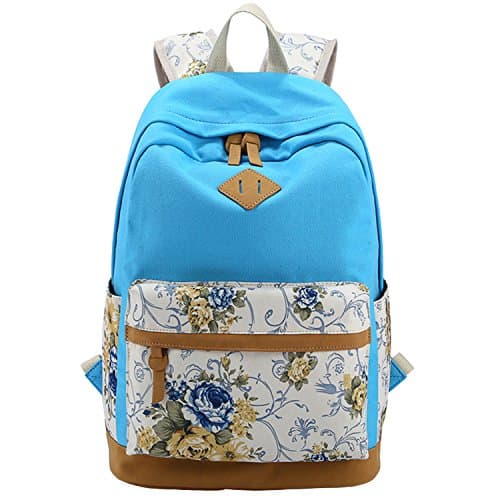 Multi-Function Vintage Canvas Leather Hiking Travel Military Backpack Messenger Tote Bag for women and men children Light Blue-A