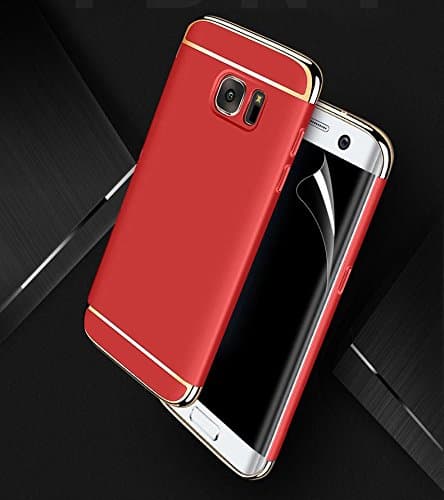 Samsung Galaxy Models S8 &amp; S8 Plus, Zonewire® [3 in 1 Series] Non Slip Surface Shockproof Electro Plating Texture Skin Hard Case &amp; Screen Protector (Samsung Galaxy S8, Red &amp; Gold)