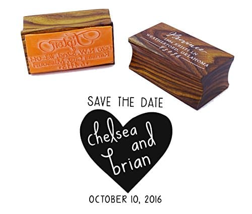 Custom Wood Mounted Rubber Stamp Personalized Round Save The Date Stamp Wedding Gift