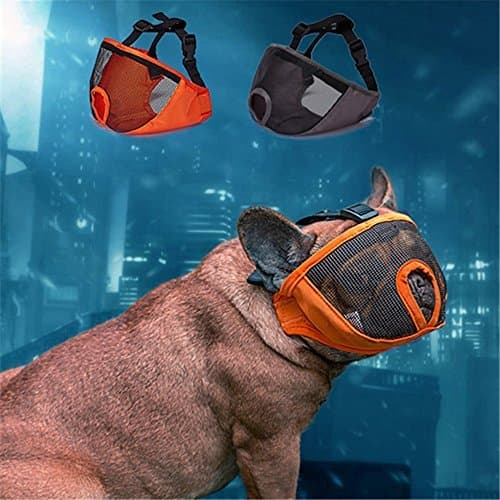 JYHYEU Short Snout Dog Muzzle- Adjustable Breathable Mesh Bulldog Muzzle for Biting Chewing Barking Training Dog Mask,Orange M