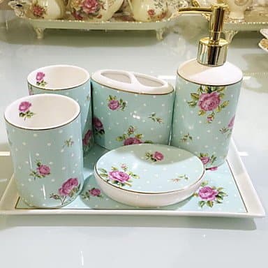 MAXZ-YU Bathroom Accessory Set of 6 Objects Ceramic /Contemporary