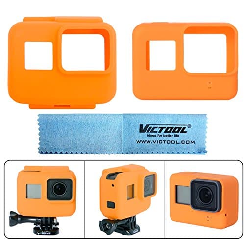 Victool® Silicone Case for Gopro Hero 5 Black Frame Silicone Protective Case + GoPro Hero5 Camera Silicone Case Shell for GoPro Hero 5 + Super Micro-Fiber Lens Cloth - Orange