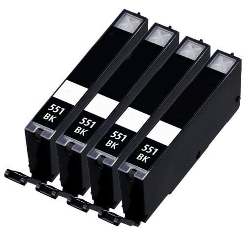 4 Black Compatible Canon CLI-551Bk Printer Ink Cartridge for Canon Pixma iP7250, iP8750, iX6850, MG5450, MG5550, MG5650, MG6350, MG6450, MG6650, MG7150, MG7550, MX725, MX925