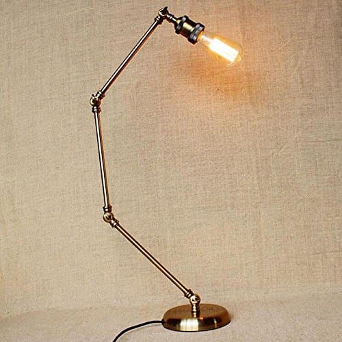 Hines Modern Spring Iron Three Section Extension Telescopic Rocker Arm Table Lamp Iron Fold Gold Warm Light LED 5W without Light Source Power Switch Button Living Room Scalable Desk Light