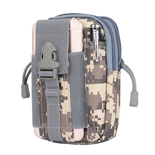 MCHSHOP Multi-Purpose Tactical Pouch Compact Water resistant Molle EDC Utility Gadget Gear Tools Organizer Waist Bags Pack Cell Phone Holster - Free D-Shape Buckle (ACU Camo)