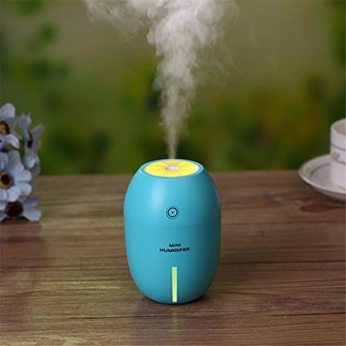 180ML Mini Cool Mist Night Light Humidifier Voltage: 2V Power: 2W Ultrasonic Essential Oil Diffuser, Applies to: Bedroom Car Bedside Office , blue