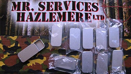 10 x Silver Blank Very Small Slide Top Lid Storage Tin , Bushcraft, Survival Kits, Sewing Kits etc