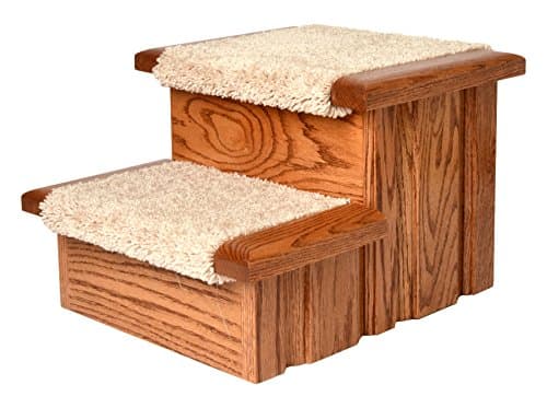 Premier Pet Steps Tall Raised Panel Dog Steps, Carpeted Tread with Stained Early American, 12-Inch