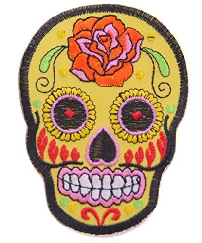 b2seecandy skull candy skull patch patches skull yellow rose