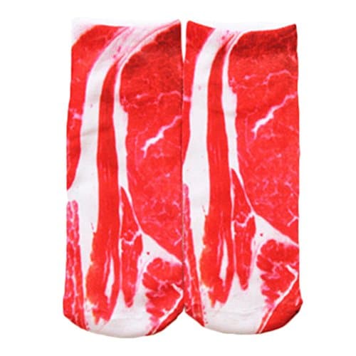 Xiaoqing 3D Printed Unisex Harajuku Ankle Socks Multiple Patterns Meat