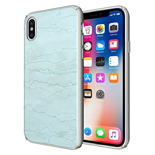 iPhone X Case / iPhone 10 Case with Drop Protection, Hard TPU and Marble Pattern Glass Materials, Slim fit Stylish Design for Apple iPhone 10 (2017)- Mint