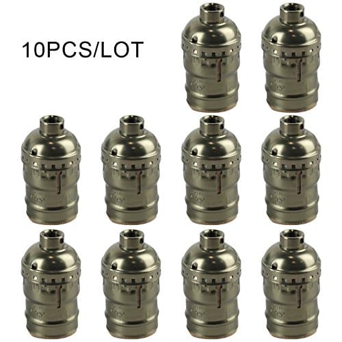 10pcs/lot Edison Bulb lamp Holder Vintage Brass Socket E27 Light Fitting Set for Retro Edison Bulb Pendent Light Wall Scone DIY (Green Bronze)