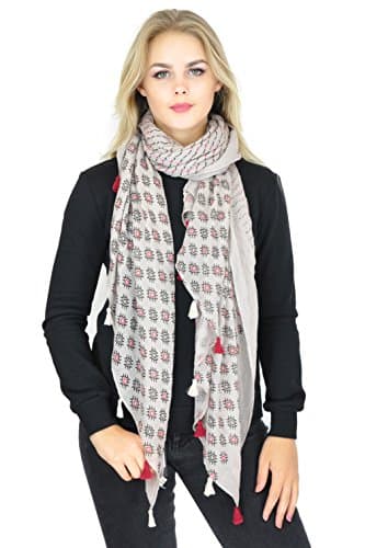 Women Multi Pattern Woven Oversized Scarf Soft Scarf Shawl Neck Wrap Headscarf Scarves (Sc190-Beige)