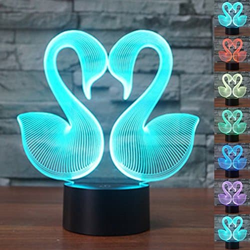 Bedoo LED Night Lights 3D Illusion Bedside Table Lamp 7 Colours Changing Sleeping Lighting with Smart Touch Button Cute Gift Warming Present Creative Decoration Ideal Art and Crafts (Goose)