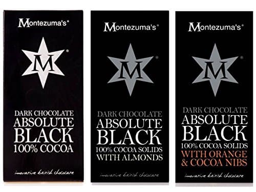 6 x 100g Bars Mixed Case Montezuma's Absolute Black 100% Cocoa - Cocoa, Almonds & Orange & Cocoa Nibs