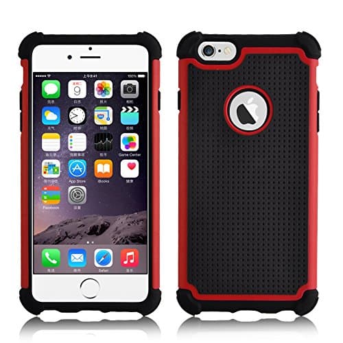 [ iPhone 6s ] SOOPER Defender Heavy Duty Protective Hard Full Body Cover Case For Apple iPhone 6s / iPhone 6 (Red)