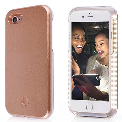 GSY Selfie Light iPhone 5/5S/5SE Case, Rechargeable LED Light Up Flash Lighting Selfie Case Illuminated Cover [Dimmable Switch] for Apple iPhone 5/5S/5SE (iphone 5/5S/5SE, rose gold)