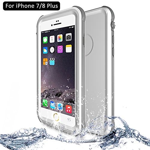 iPhone 7/8 Plus Waterproof Case, NewTsie Full-body Protective Shockproof Snowproof Dustproof Dirtproof with Built-in Screen Protector Case Cover for Apple iPhone 7/8 Plus 5.5 inch [Hard Plastic] (P-White)