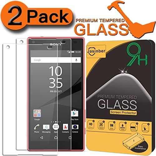 [2-Pack] Xperia Z5 Compact Screen Protector, Jasinber [Tempered Glass] Screen Protector for Sony Xperia Z5 Compact with 9H Hardness/Anti-Scratch/Anti-Fingerprint