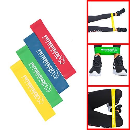 Resistance Loop Bands – Set of 4 exercise bands for building muscle, improving strength and mobility. Ideal for helping to rehabilitate a sports injury, physical rehabilitation, physio, Boxing, Cross Fit, HIIT, Yoga or Pilates. Gym In A Bag exercise kit that includes 4 premium resistance bands, carry bag and resistance band guide ebook. The Bison Bands by Ambision Fitness are Suitable for Men or Women of all fitness levels from the beginner to the advanced user.
