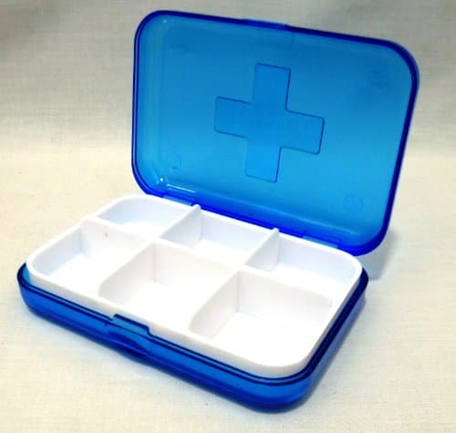 Royal Blue 6 Compartment Medical / Pill Box