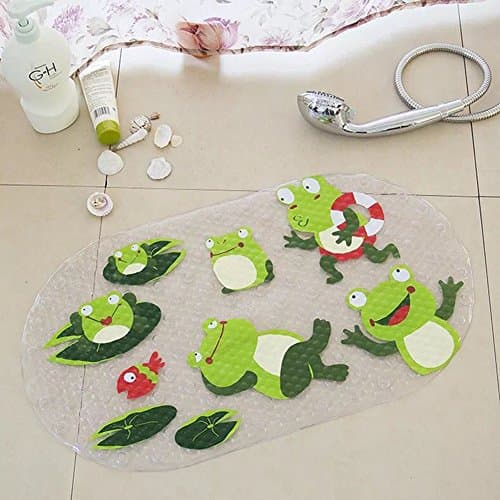 QJONKE Multi-Purpose Bath Mat/PVC For Bath Mats Anti-Slip Mats For Children And Shower (Frog)