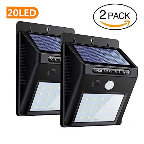 2 Packs Solar Lights Wireless Waterproof Super Bright 20 LEDs ,Solar Wall Lights Motion Sensor by KAINI, Security Night Lighting Solar Powered Spotlight for Garden, Patio, Fence, Yard, Walkway, Driveway, Stairs, Outside Wall etc.