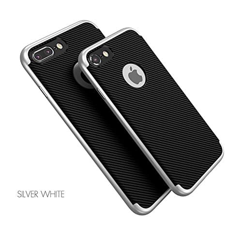 iPhone 7 Plus Case Silver White, JingrenUK, Ultra Slim Shock Resistant TPU Bumper Case Dual Layer for Drop and Shock Protection