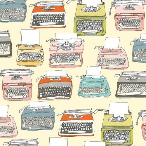 Typewriter white 35530-X by Julia Rothman for Windham Fabrics- Fat Quarter- like Moda, Makower