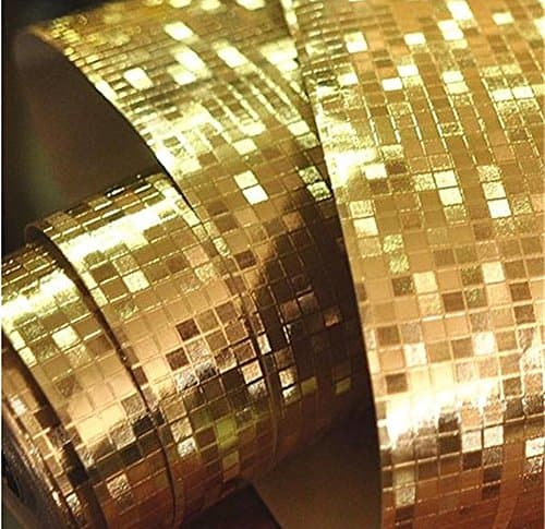 Bling Foil Mosaic Background Flicker Wall Paper Roll/hotel Ceiling/Party Christmas Decor Wallpaper 20.8''x78.7'' (Gold)