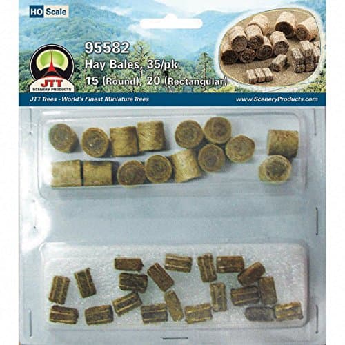 JTT Scenery Hay Bale Mix .5" 35/Pkg-15 Round & 20 Rectangular