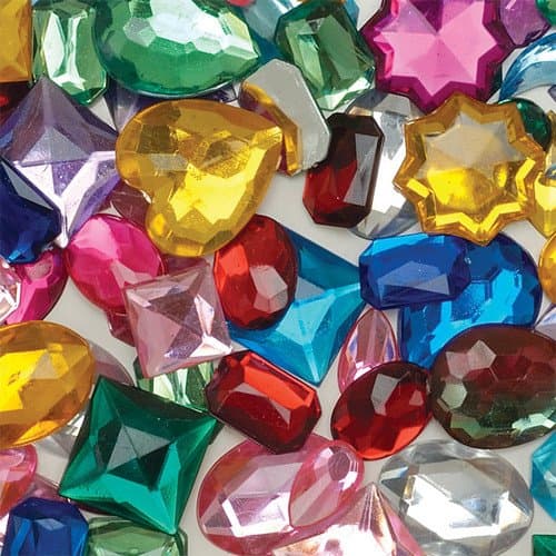 200 Assorted Self Adhesive Acrylic Gem Stones in assorted shapes and sizes