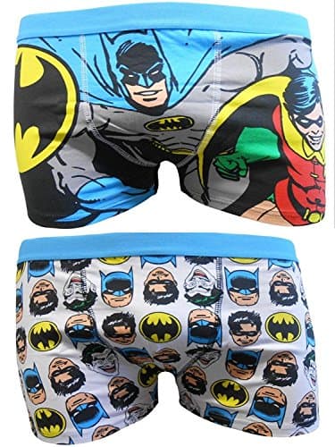 MENS 2 Pack CHARACTER NOVELTY BATMAN TRUNKS (Batman Robin and Faces L)