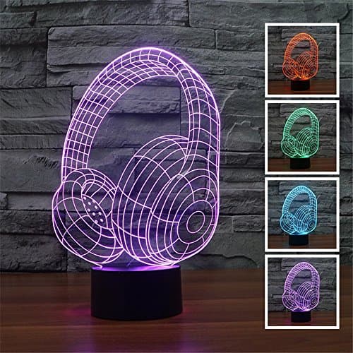 Headset Modern 3D Lamp Illusion Optical Night Light , Koreyoshi Night Light for Kids Gift Home Decor Touch Switch LED Lamp