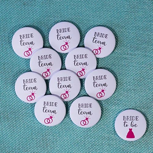 10 Wedding Bride Team Badges + 1 Bride to be