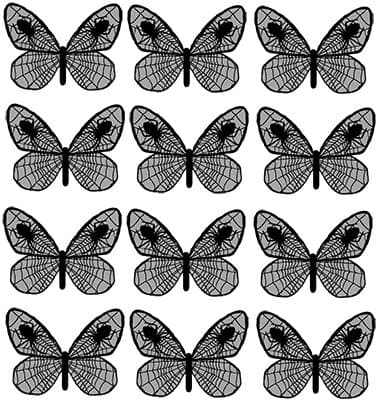 12 X PRE-CUT BLACK & SILVER/GREY SPIDERWEB BUTTERFLY EDIBLE RICE / WAFER PAPER CUP CAKE TOPPERS BIRTHDAY PARTY WEDDING DECORATION