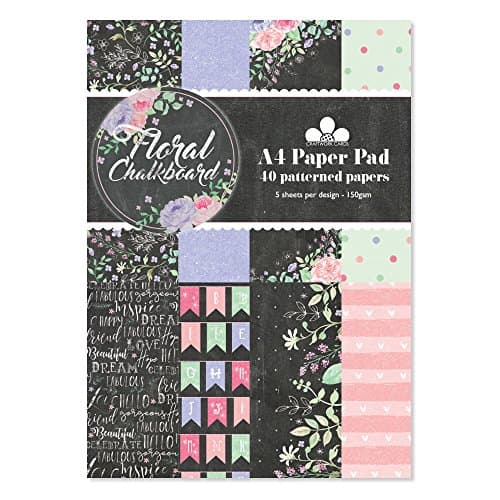 Craftwork Cards A4 Patterned Paper Pad - Floral Chalkboard, Black