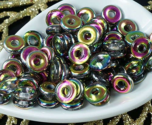 Crystal Vitrail Czech Glass Flat Ring Beads O Shaped Large Hole Donut Beads 8mm 20pcs