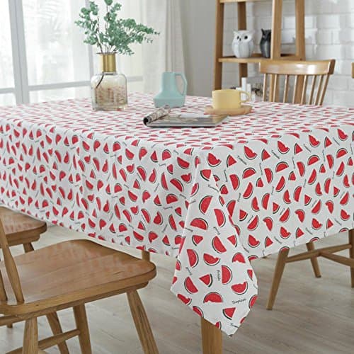 Cartoon Small Watermelon Tablecloths Simple Cotton and Polyester Table Cloth Dust-proof Cover Towel for Home and Hotel , 120*120cm
